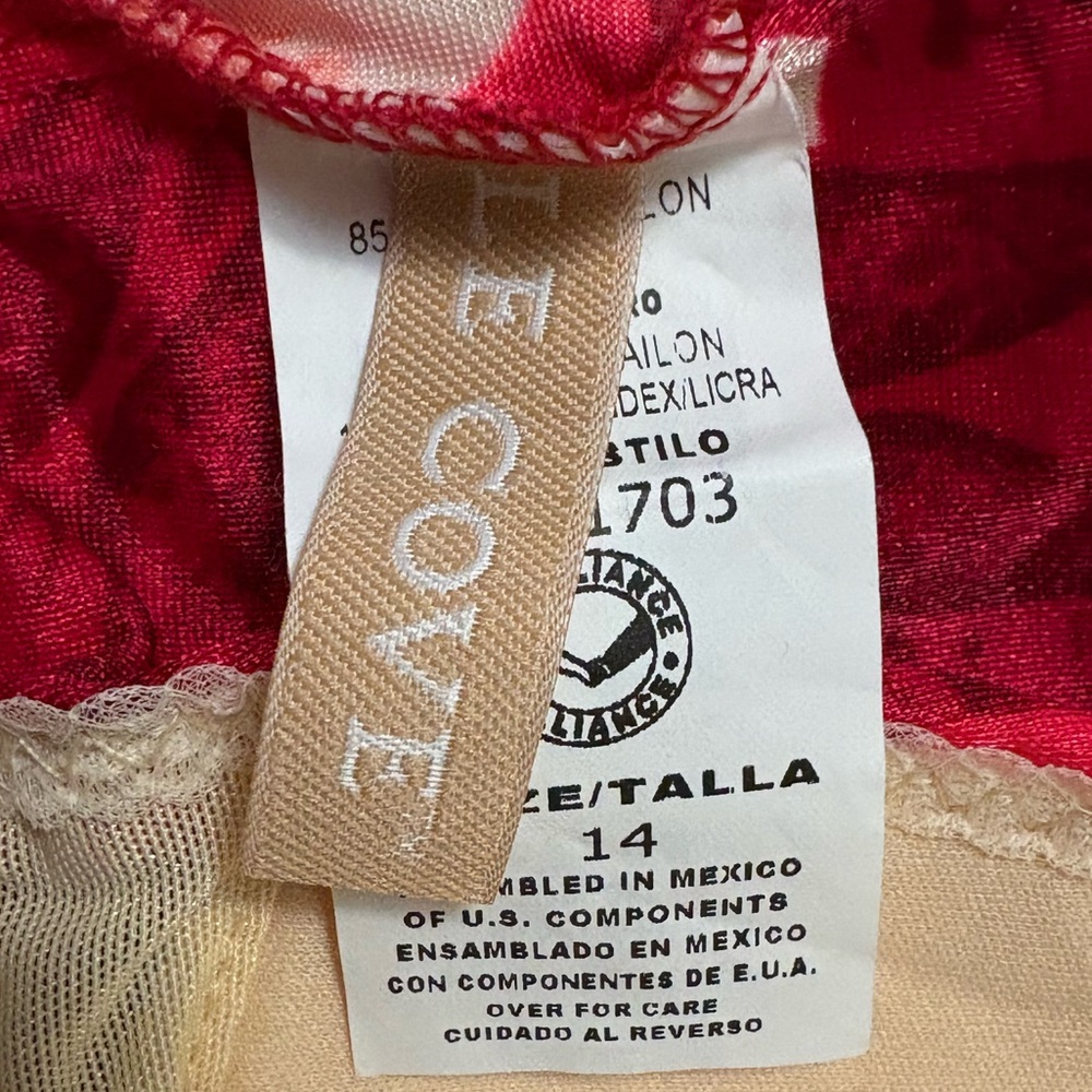 Floral Ruched Red One-Piece Swimsuit - Picture 4 of 4